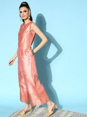 Peach Self-Design Jumpsuit-AHJSPSGP-955-FF