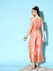 Peach Self-Design Jumpsuit-AHJSPSGP-955-FF