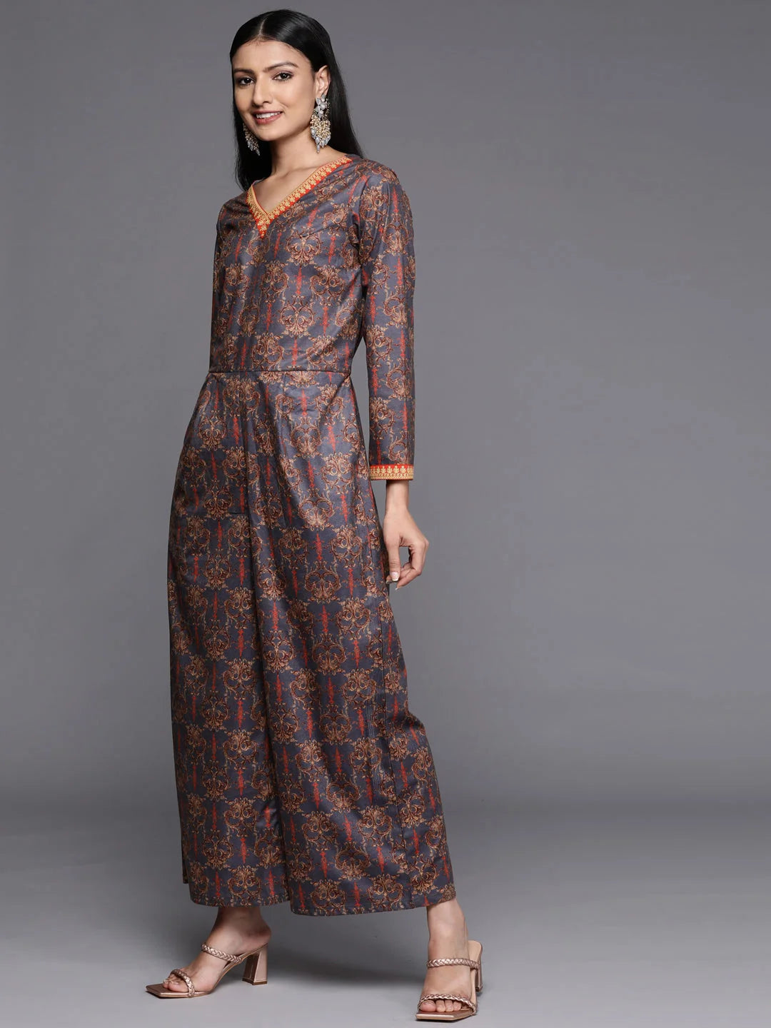 Velvet Printed Jumpsuit: Formal Jumpsuit Outfits for Women