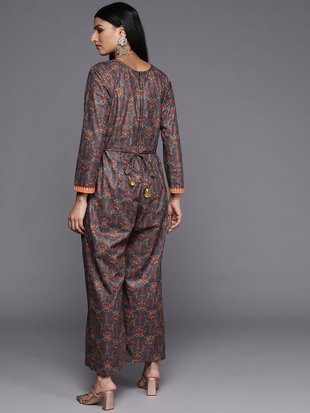 Velvet Printed Jumpsuit: Formal Jumpsuit Outfits for Women
