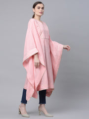 Light Pink Pure Cotton Printed Flared Sleeve Kaftan Kurta-AHKFCOKHFP-6043