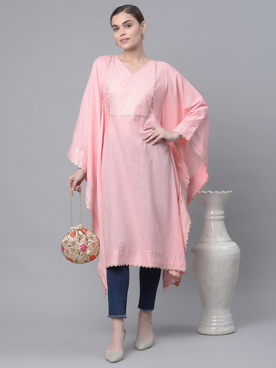 Pink Cotton Kaftan Dress: Stylish Kaftans for Women Online