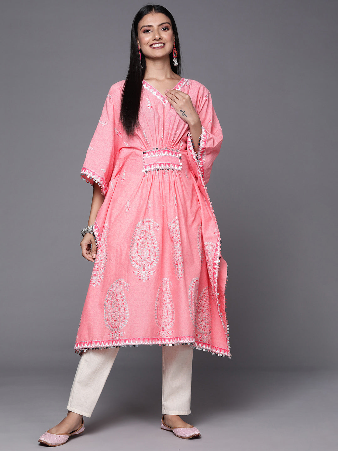 Pink Ethnic Print Kaftan: Stylish Kaftans for Women