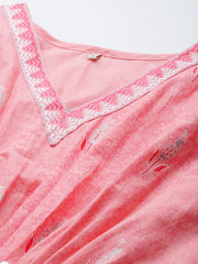 Pink & White Ethnic Motifs Print Pure Cotton Kaftan Kurta-AHKFCOPG-6053-FF