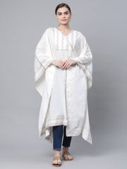 Off white Pure Cotton Printed Flared Sleeve Kaftan Kurta-AHKFCOPGFP-6044