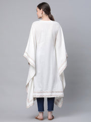 Off white Pure Cotton Printed Flared Sleeve Kaftan Kurta-AHKFCOPGFP-6044