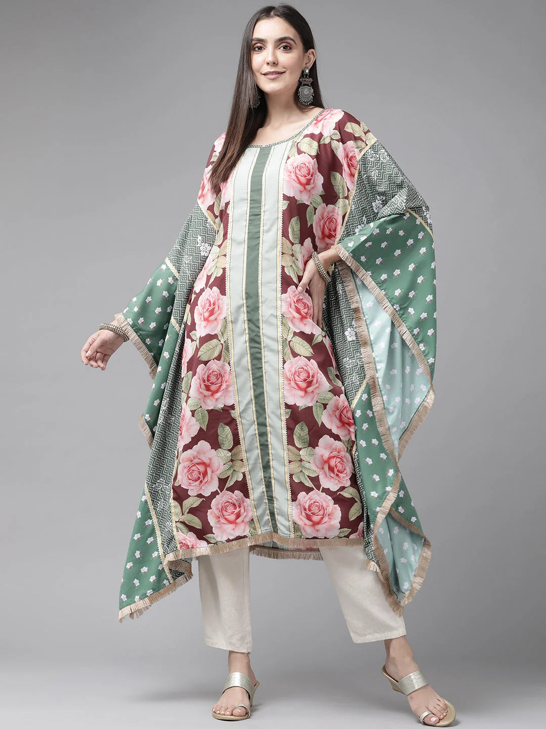Floral Printed Kaftan Kurta: Women's Resort Wear Kaftans