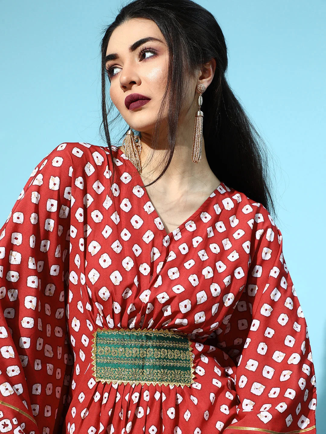 Maroon Printed Kaftan: Stylish Kaftans & Women's Kaftan Dresses