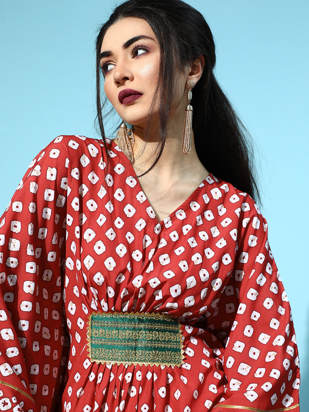 Maroon Printed Kaftan: Stylish Kaftans & Women's Kaftan Dresses