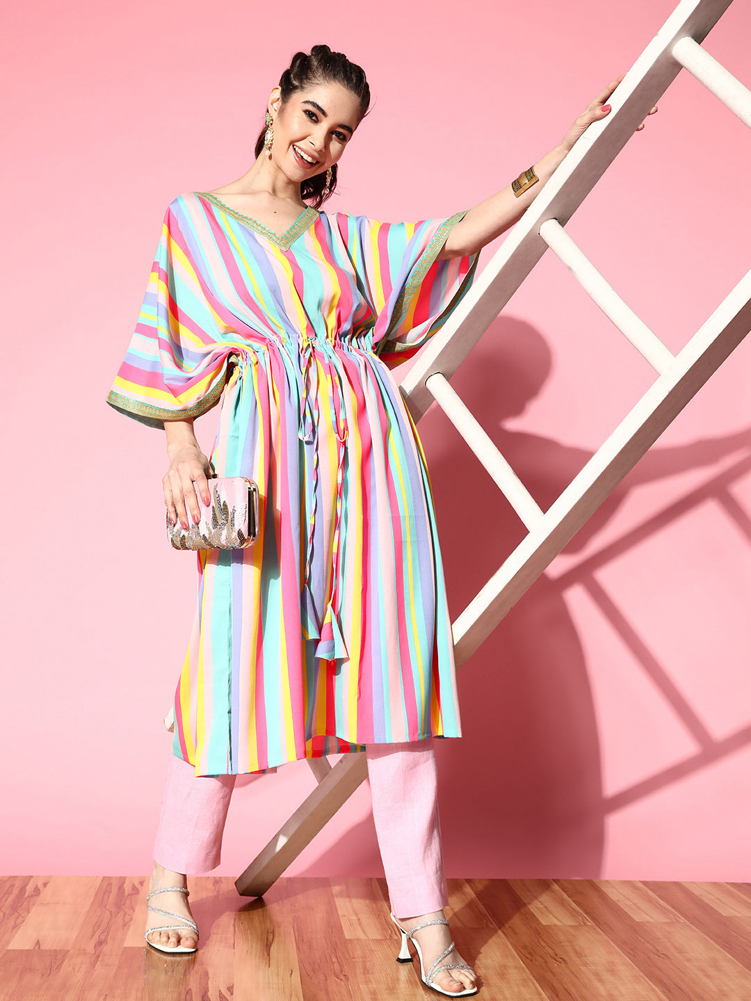 Candy Stripes Kaftan Kurta - Stylish Kaftans & Women's Dresses