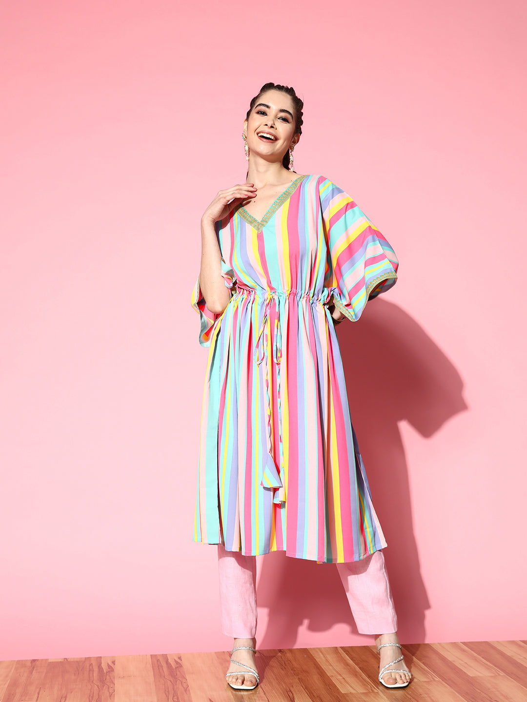 Candy Stripes Kaftan Kurta - Stylish Kaftans & Women's Dresses