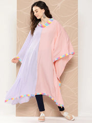 Lavender & Peach Colourblocked Kaftan Kurta-AHKFCRDP-6061-ICH