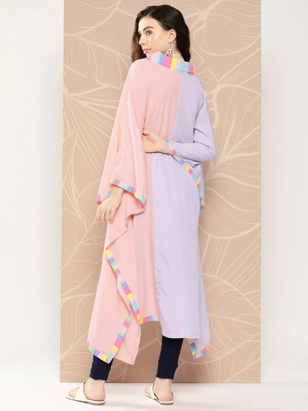 Lavender & Peach Colourblocked Kaftan: Stylish Kaftans for Women