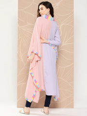 Lavender & Peach Colourblocked Kaftan Kurta-AHKFCRDP-6061-ICH
