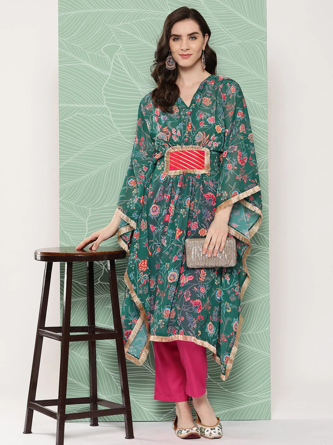 Women's Floral Printed Georgette Kaftan | Stylish Kaftans