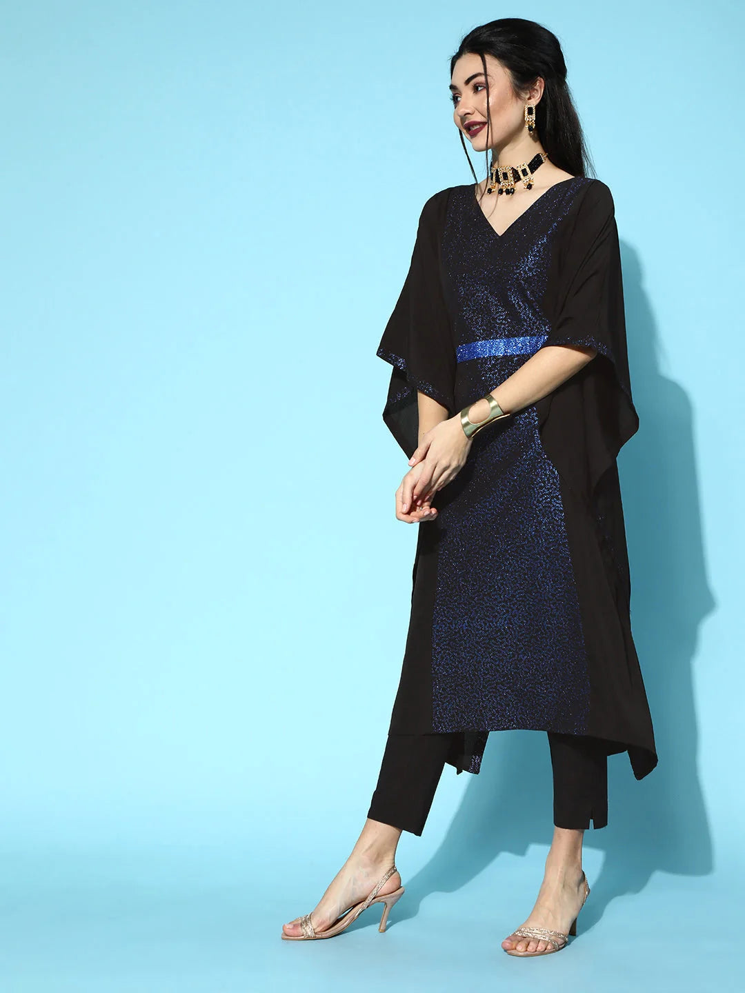 Black Glitter Printed Kaftan | Stylish Kaftans for Women