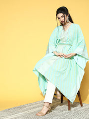Sea Green Printed Kaftan Kurta-AHKFCRPG-6039-FF