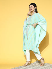 Sea Green Printed Kaftan Kurta-AHKFCRPG-6039-FF