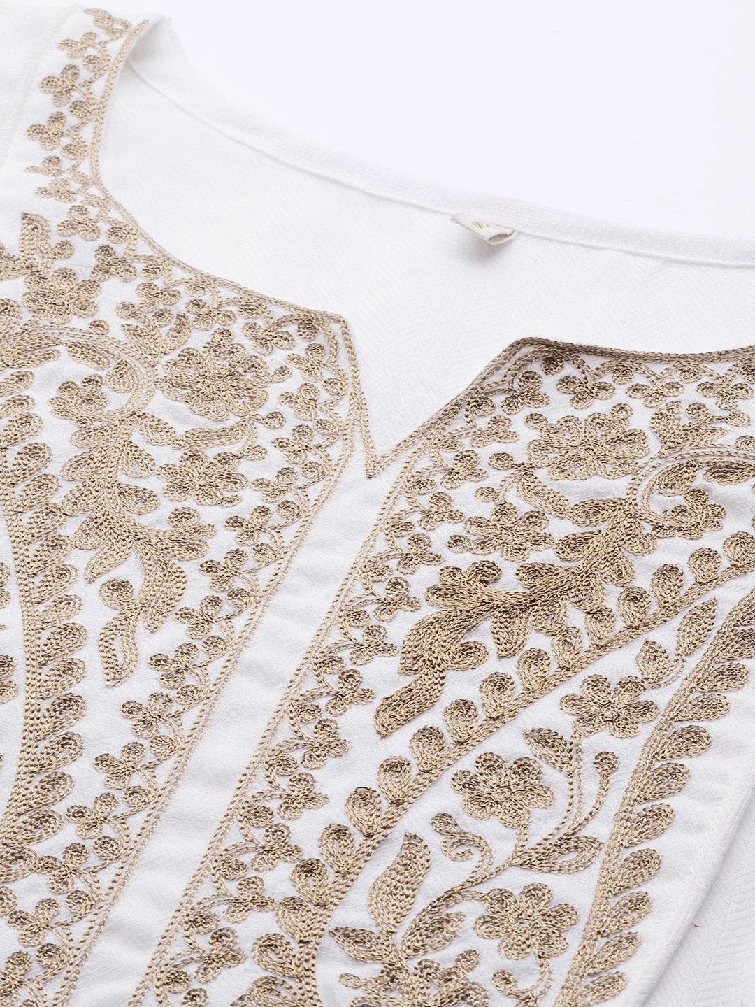 White Embroidered Pashmina Kurta Set | Women's Indian Kurta Sets