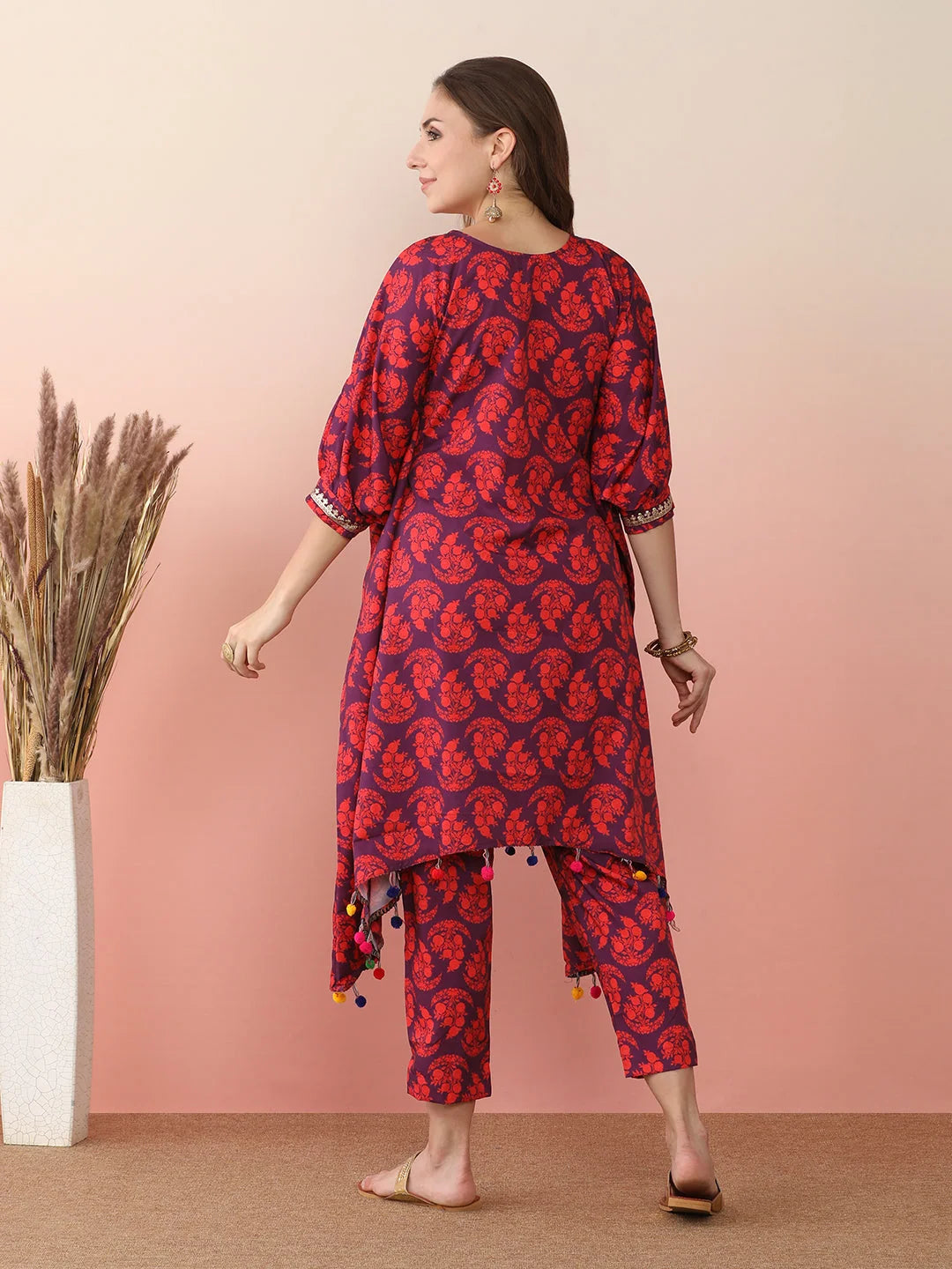 Floral Kaftan Kurta with Trousers | Women's Designer Kurta Sets
