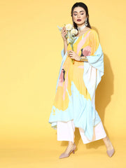 Blue & Yellow Digital Printed Kaftan Kurta with Palazzos-AHKFPZ-COMBO-406-FF