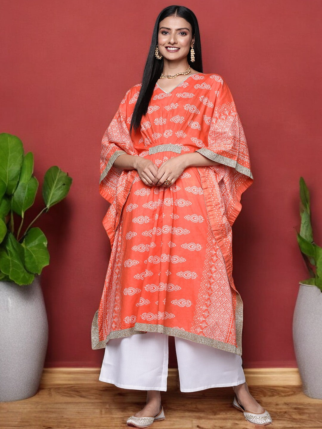 Ahalyaa Women Ethnic Motifs Printed Regular Pure Cotton Kurta with Palazzos