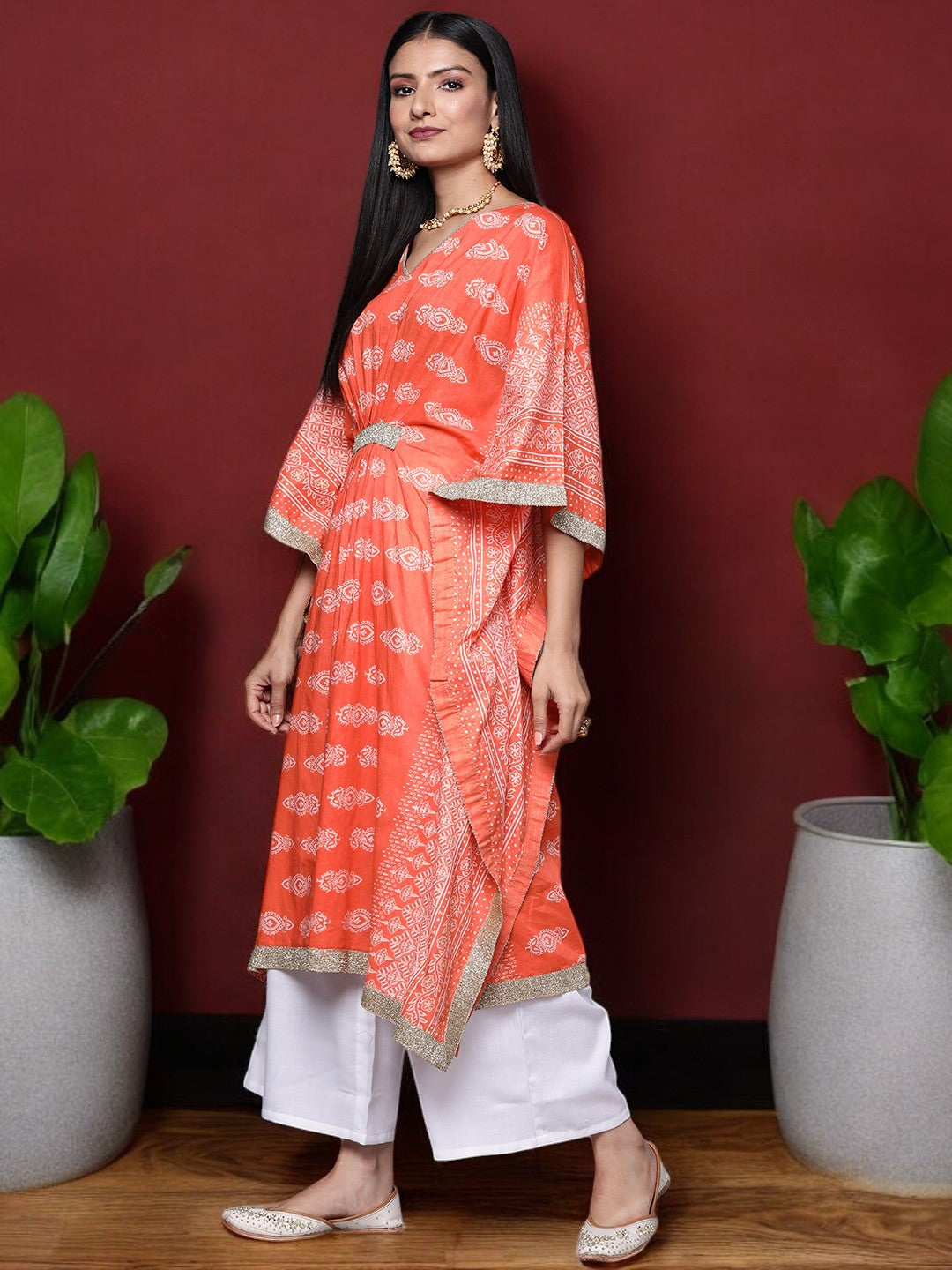 Ahalyaa Women Ethnic Motifs Printed Regular Pure Cotton Kurta with Palazzos