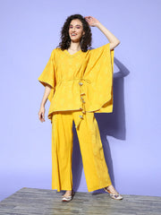 Mustard Yellow Floral Printed Pure Cotton Co-Ords-AHKFPZ-COMBO-548-FF