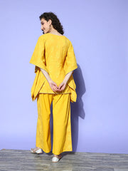 Mustard Yellow Floral Printed Pure Cotton Co-Ords-AHKFPZ-COMBO-548-FF