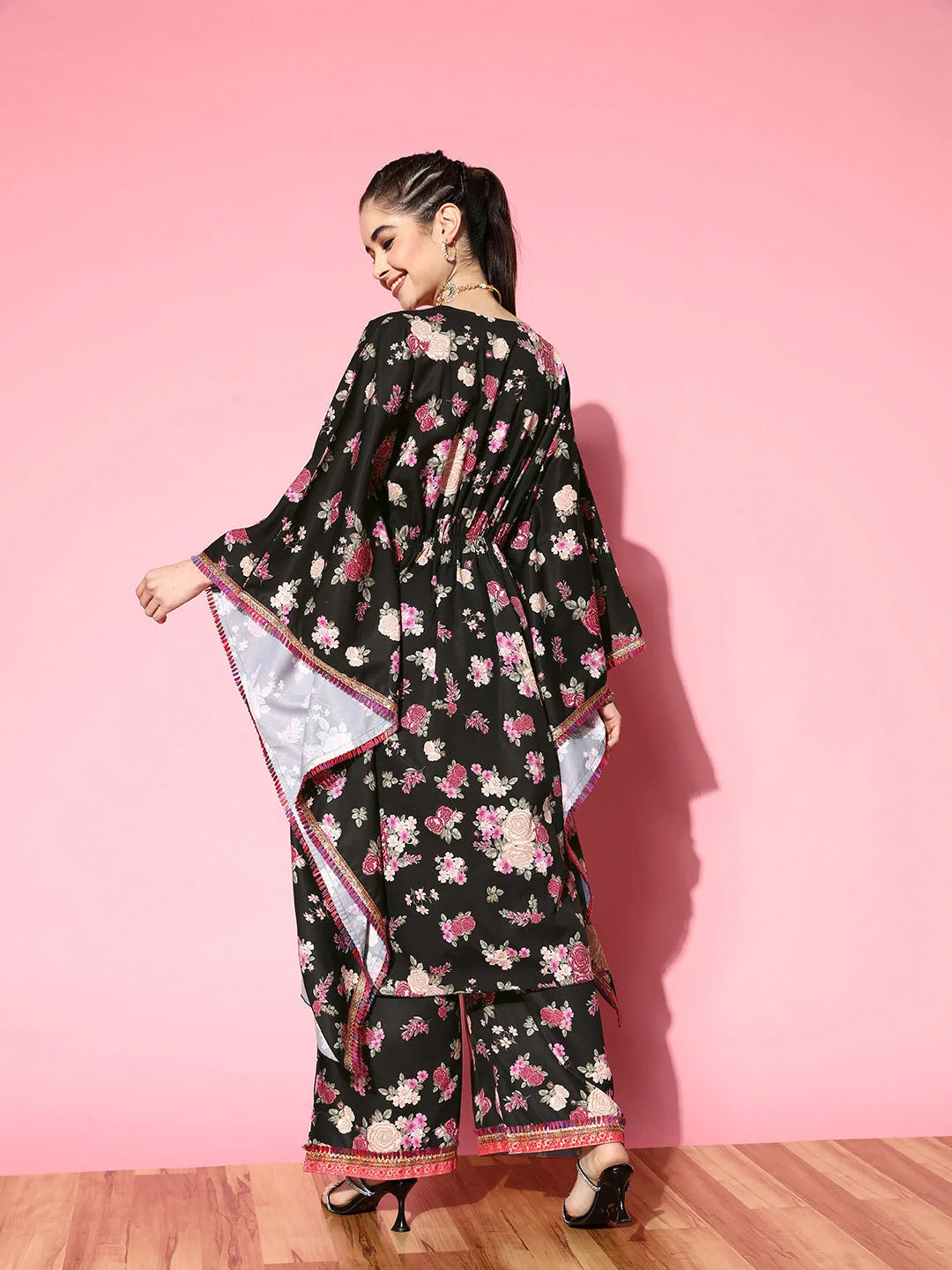 Rayon Floral Kurta Palazzo Set - Colorful Women's Style