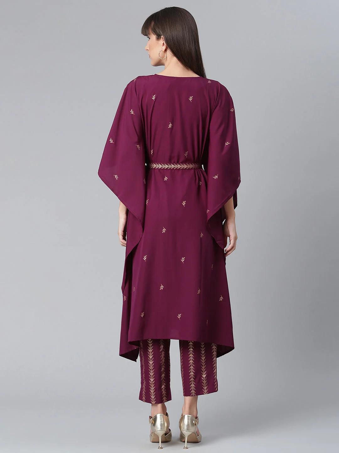 Burgundy Printed Kurta Trouser Set | Women's Indian Kurta Sets