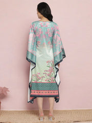 Sea Green Digital Print Velvet Kaftan-AHKFVLDP-6029