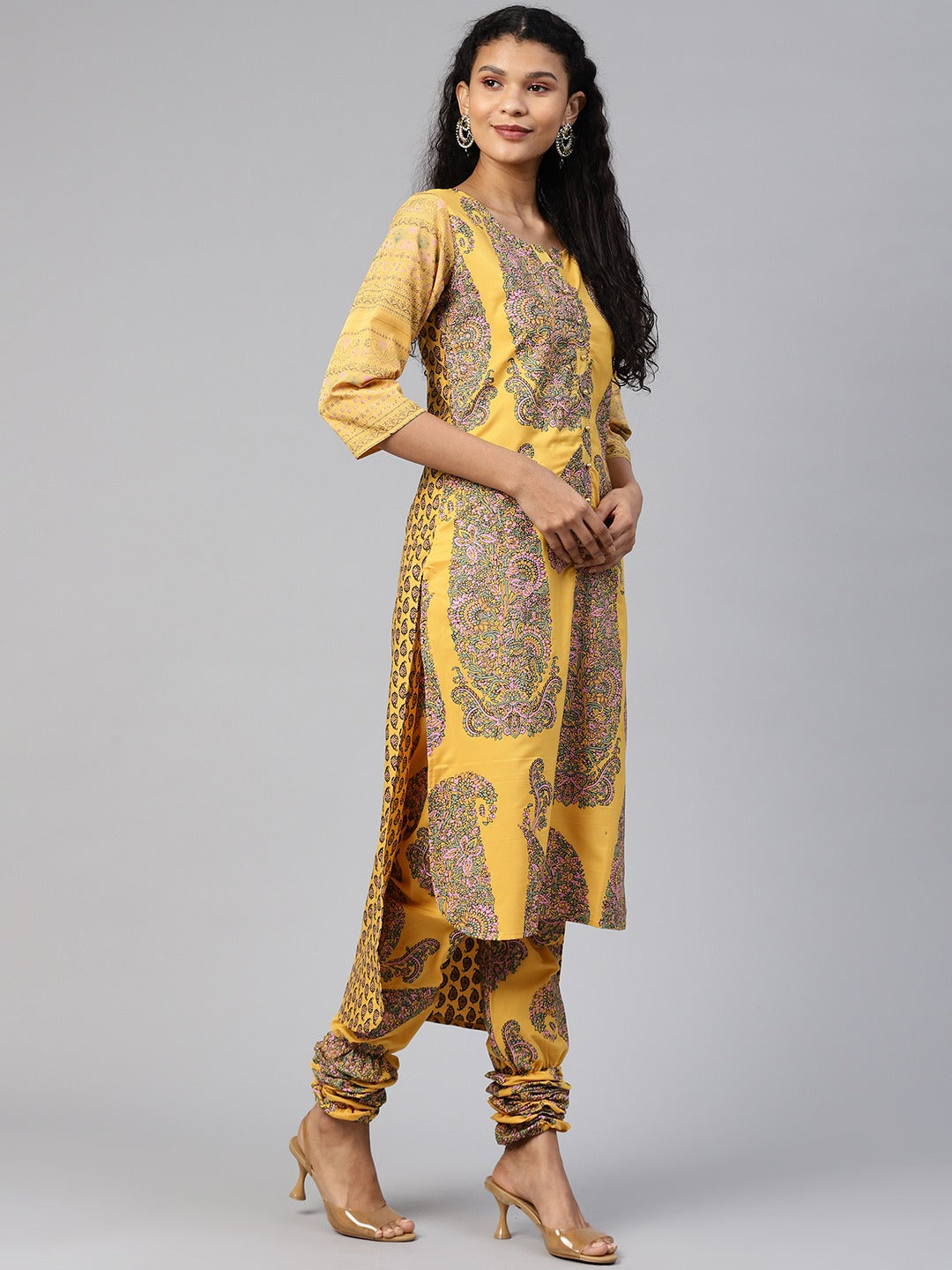 Paisley Print Kurta with Churidar | Women's Indian Kurta Sets