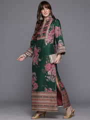 Women's Printed Ethnic Green Kurtas for Every Occasion-AHKUCNDP-1157