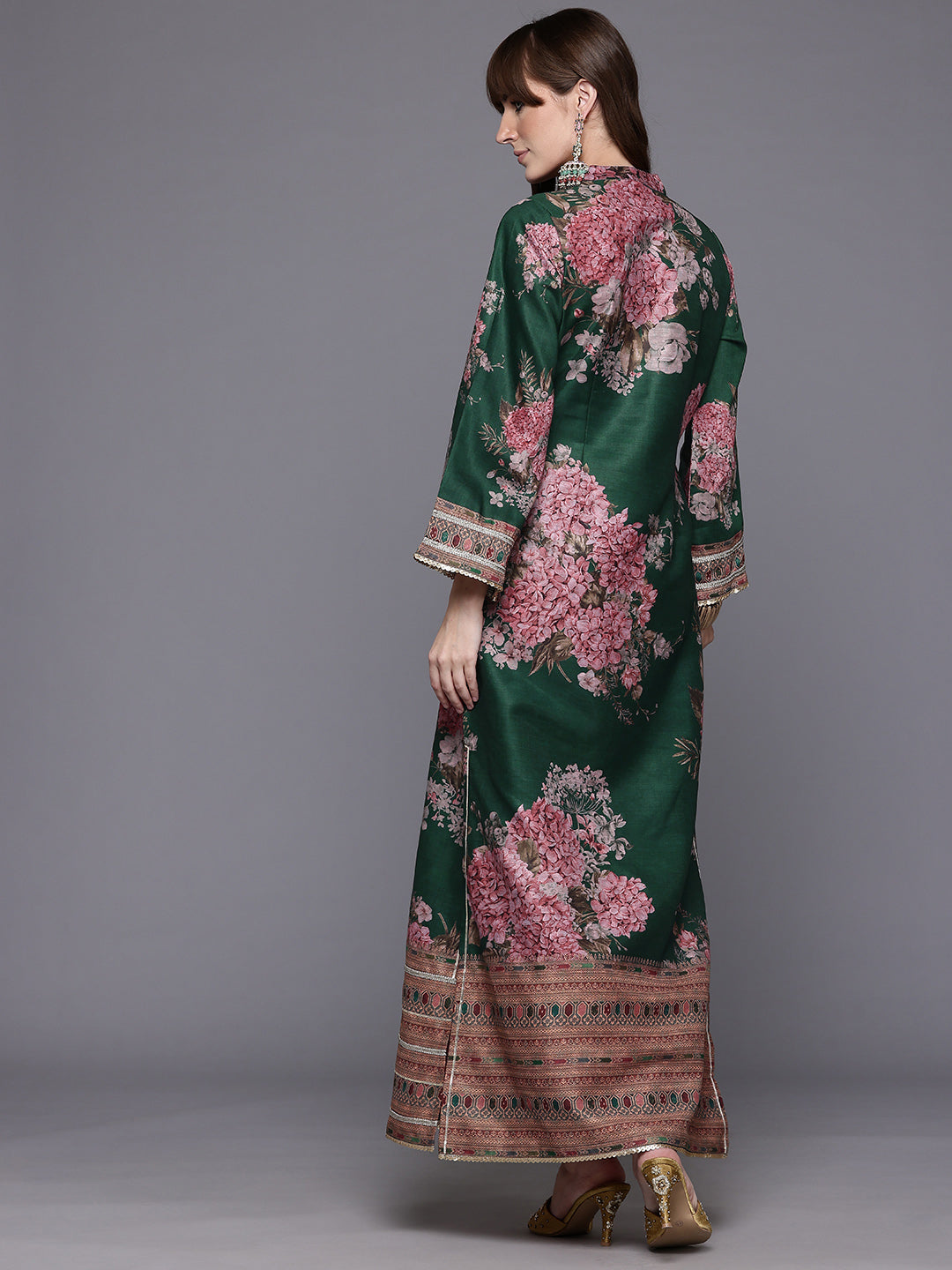 Women's Printed Ethnic Green Kurtas for Every Occasion-AHKUCNDP-1157
