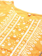 Mustard Yellow Pure Cotton Printed Kurta-AHKUCODCDS-947