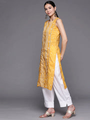 Mustard Yellow Pure Cotton Printed Kurta-AHKUCODCDS-947