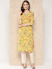 Women Floral Printed Gotta Patti Crepe Kurta-AHKUCRDP-1064