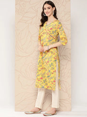 Women Floral Printed Gotta Patti Crepe Kurta-AHKUCRDP-1064