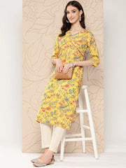 Women Floral Printed Gotta Patti Crepe Kurta-AHKUCRDP-1064