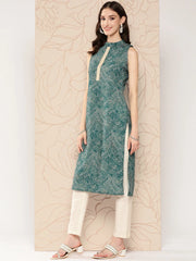 Women Floral Printed Gotta Patti Crepe Kurta-AHKUCRDP-1069-ICH