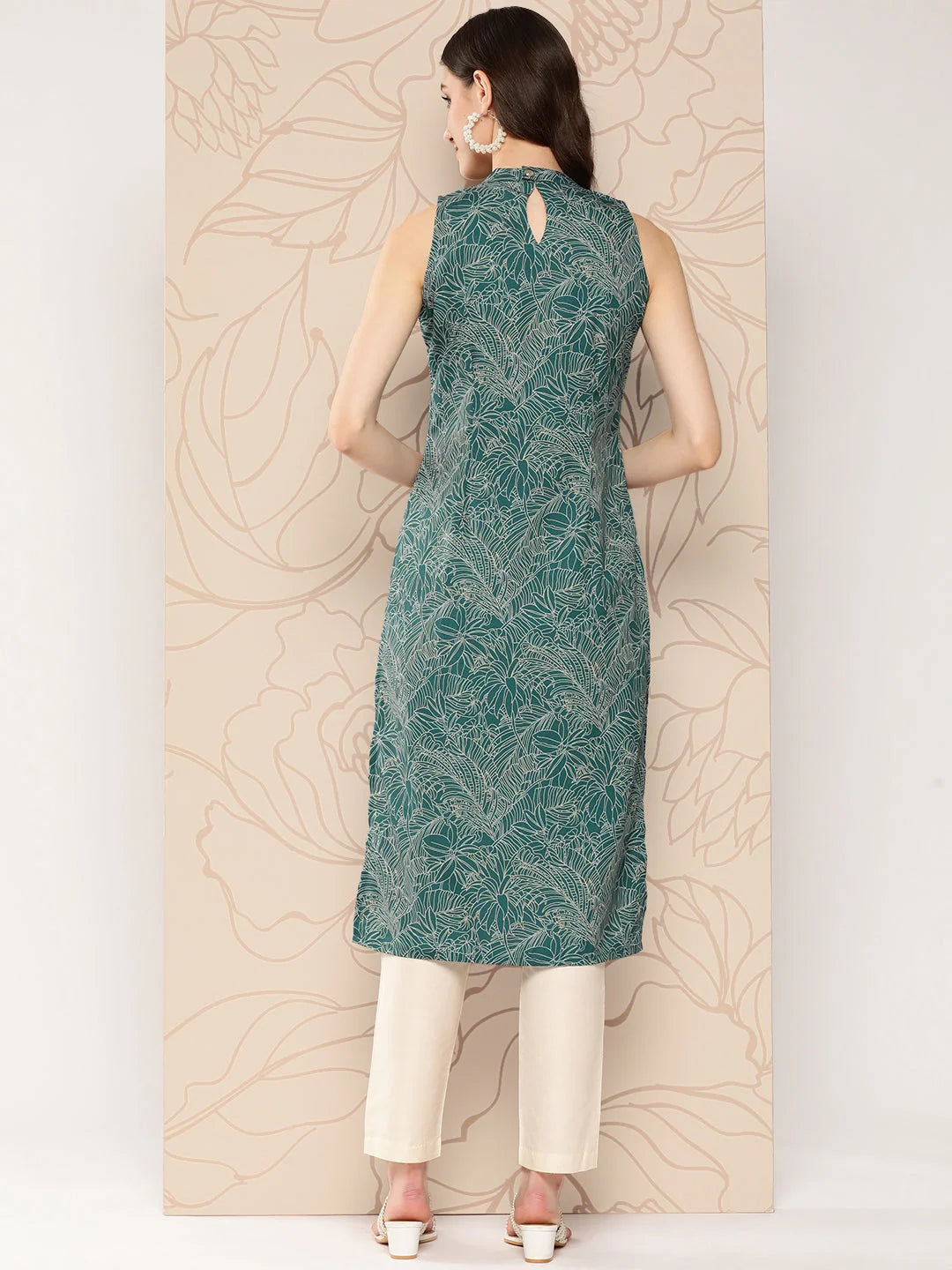 Floral Printed Indian Kurta for Women | Gotta Patti Detail