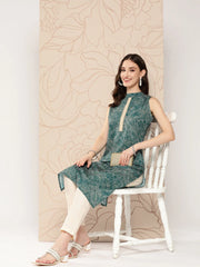 Women Floral Printed Gotta Patti Crepe Kurta-AHKUCRDP-1069-ICH