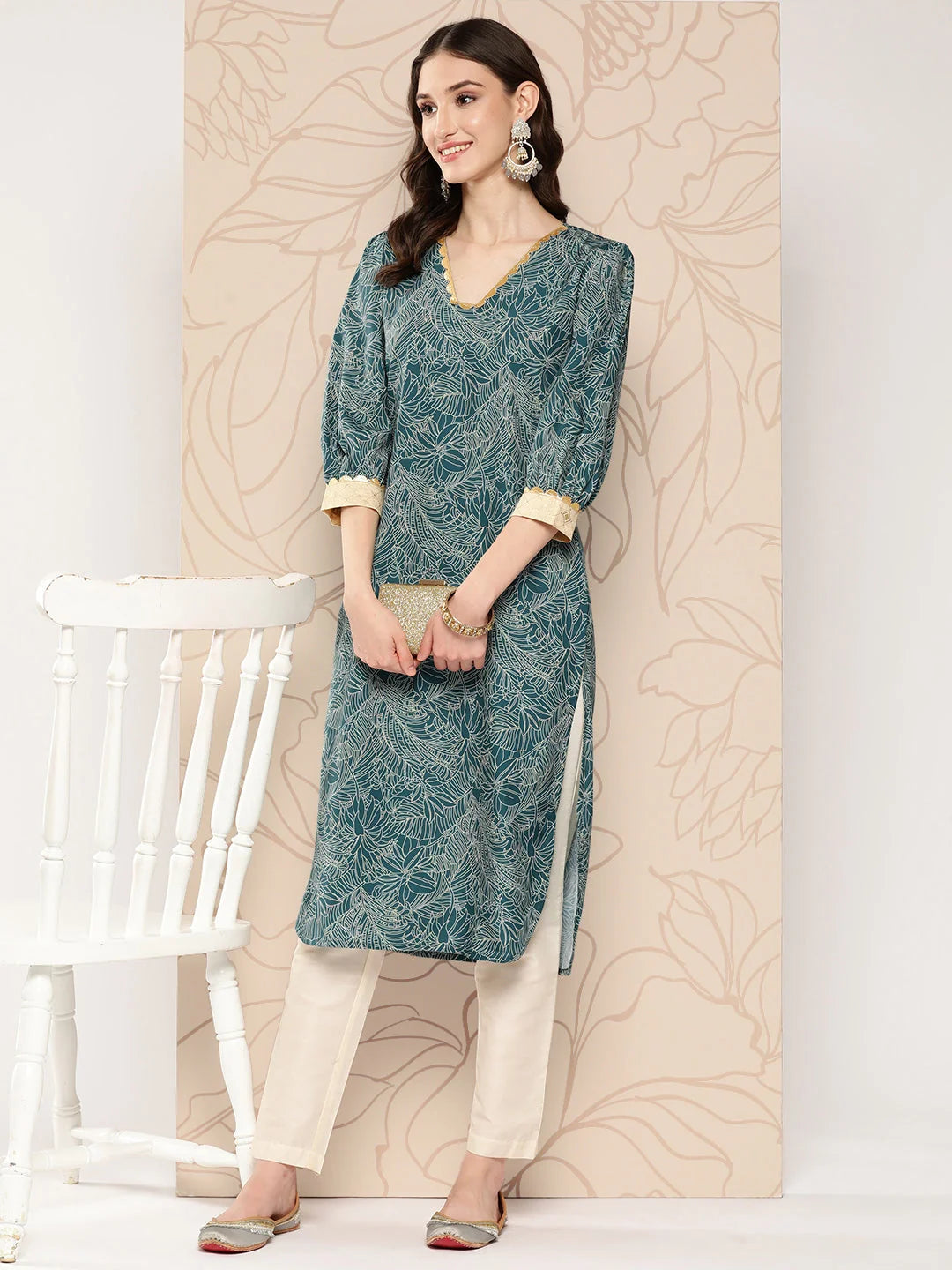 Floral Gotta Patti Indian Kurta for Women - Shop Now!
