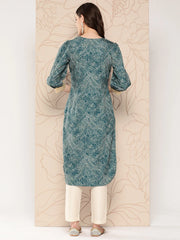 Women Floral Printed Gotta Patti Crepe Kurta-AHKUCRDP-1070