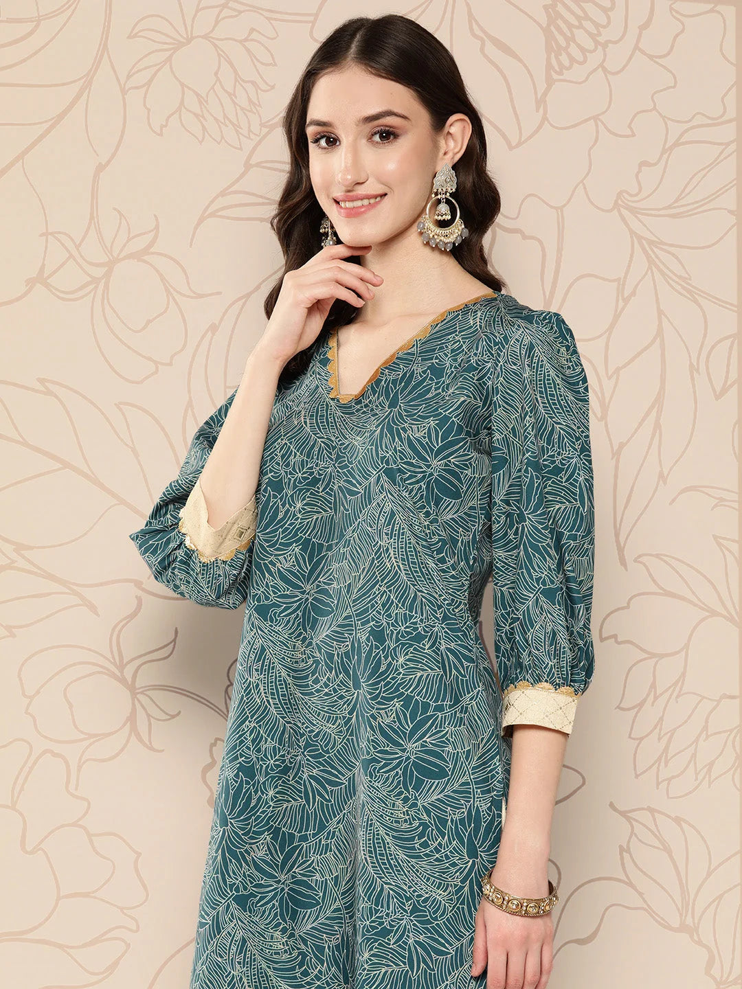 Floral Gotta Patti Indian Kurta for Women - Shop Now!