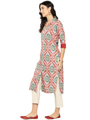 Women Ethnic Motifs Printed Gotta Patti Crepe Kurta-AHKUCRDP-1093-ICH