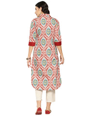 Women Ethnic Motifs Printed Gotta Patti Crepe Kurta-AHKUCRDP-1093-ICH