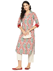 Women Ethnic Motifs Printed Gotta Patti Crepe Kurta-AHKUCRDP-1093-ICH