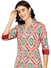 Women Ethnic Motifs Printed Gotta Patti Crepe Kurta-AHKUCRDP-1093-ICH